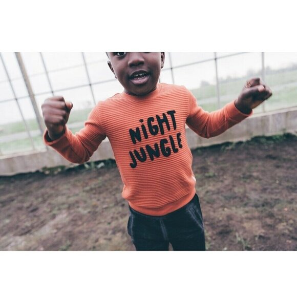 Sproet & Sprout Ribbed Shirt Night Jungle Orange Black Size 5/6 Long Sleeves - Picture 7 of 7